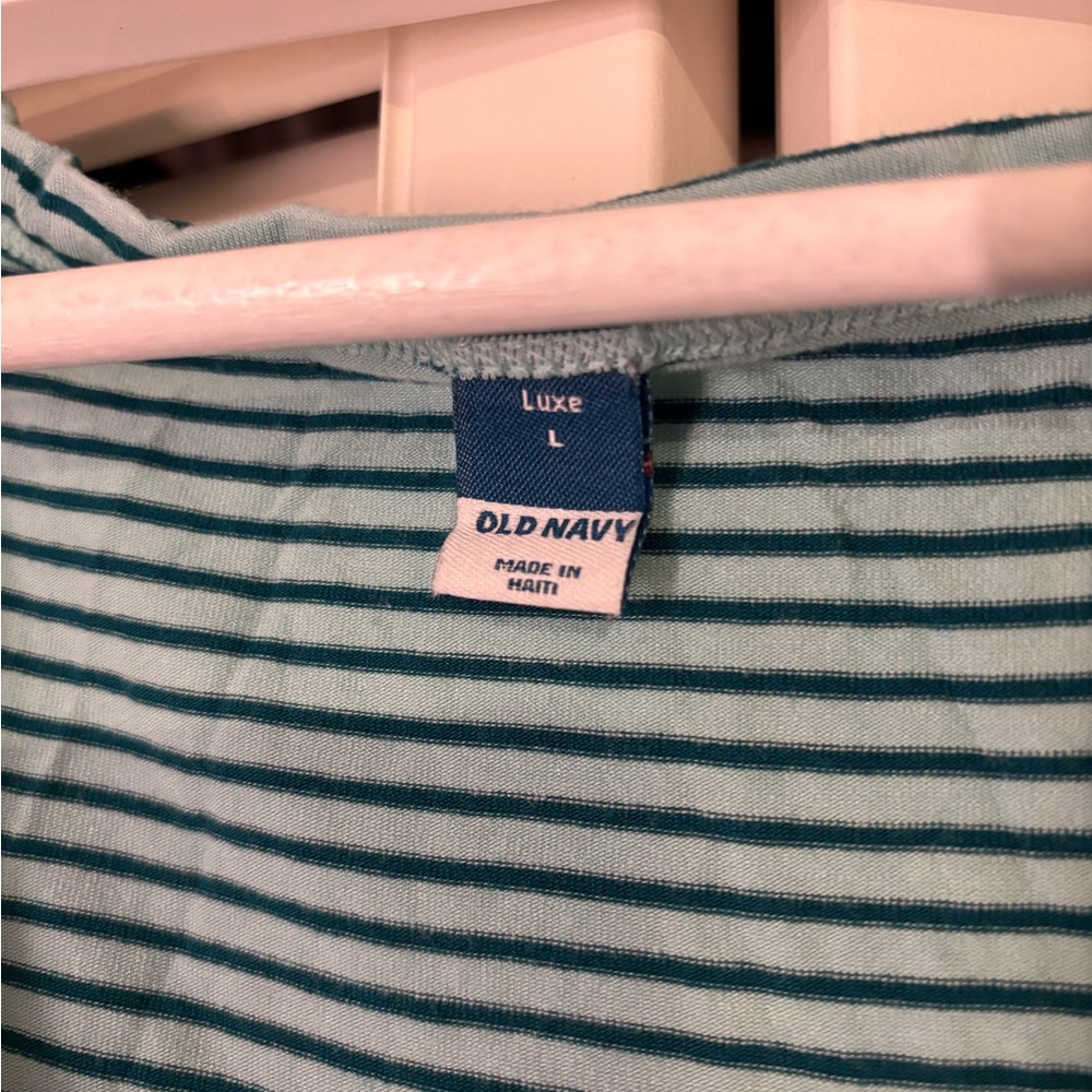 Old Navy Teal and light blue Striped Shirt